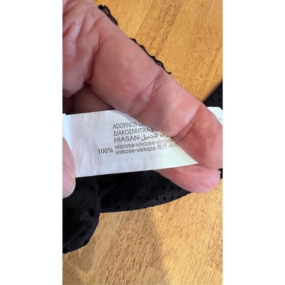 Zara Women's Mock Neck Lettuce Trim Polka Dot Mesh Top Blouse Black Size Small - Picture 8 of 10